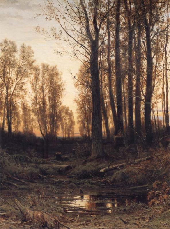 Ivan Shishkin Eventide-Sunset Sweden oil painting art